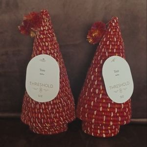 NWT Threshold by Target Raffia Christmas Trees - Set of 2